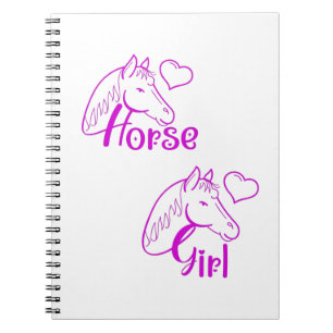 Caderno Espiral Menina de Cavalo em Roxo com Fonte de Cabeça de Ca