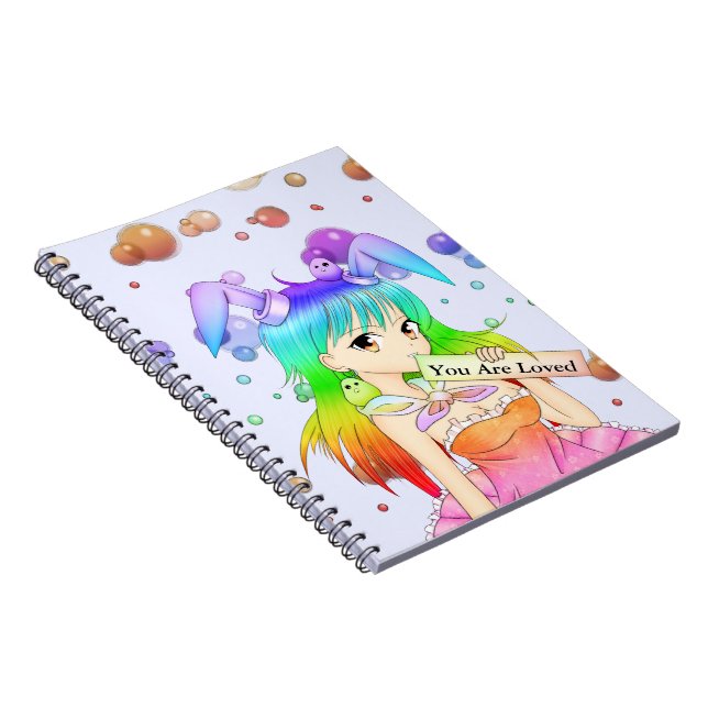 Caderno Espiral Menina de coelho do Anime do arco-íris (Lado Direito)
