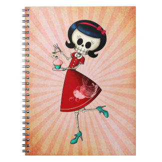 Caderno Espiral Menina de esqueleto doce & assustador