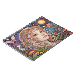 Caderno Espiral Menina de fantasia mística - Magia personalizada