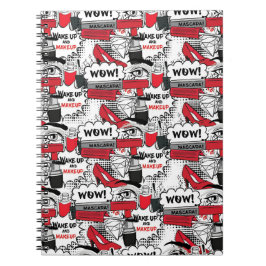 Caderno Espiral Menina de maquiagem bonita - Bela kawaii e moda de