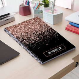 Caderno Espiral Menina de Monograma Cor de Leve Leve e rosa Dourad
