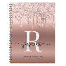 Menina Dourado Rosa Brilho Gotejante Nome Monogram