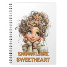 Caderno Espiral Menina Fofo Encantada de Inverno 