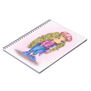 Caderno Espiral Menina Loira Bonita Coelhinho Brinquedo Amor - Des