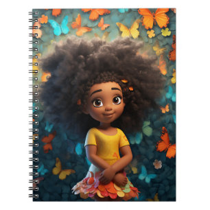 Caderno Espiral Menina negra melanina princesa da pele marrom