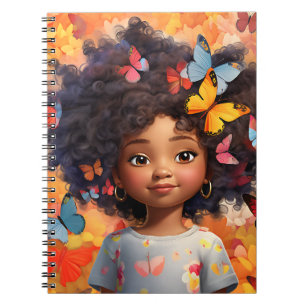 Caderno Espiral Menina negra melanina princesa da pele marrom