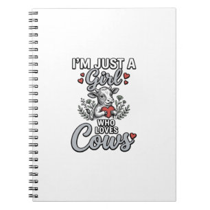 Caderno Espiral Menina Que Ama Vacas Desenho de Camisa de Vaca Fof