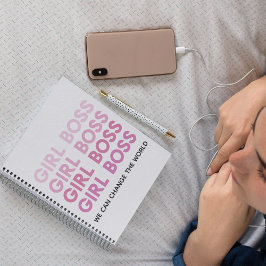 Caderno Espiral Menina Rosa Moderna Chefe Melhor Presente