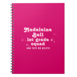 Caderno Espiral Menina Rosa Nome do Professor Equipe Esquadrão Qua