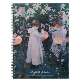 Caderno Espiral Meninas Arte Vintage Dourada Monograma Nome Person