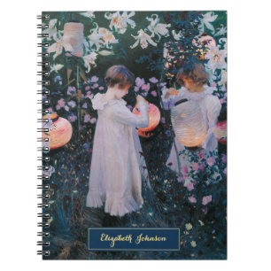 Caderno Espiral Meninas Arte Vintage Dourada Monograma Nome Person