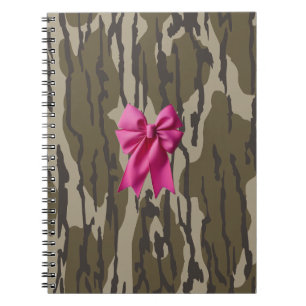 Caderno Espiral Meninas Camo Laço Rosa Camuflagem Fundo