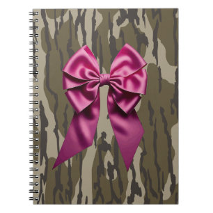 Caderno Espiral Meninas Camo Laço Rosa Camuflagem Fundo