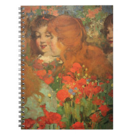 Caderno Espiral Meninas com Papoulas Vermelhas (por George Henry)