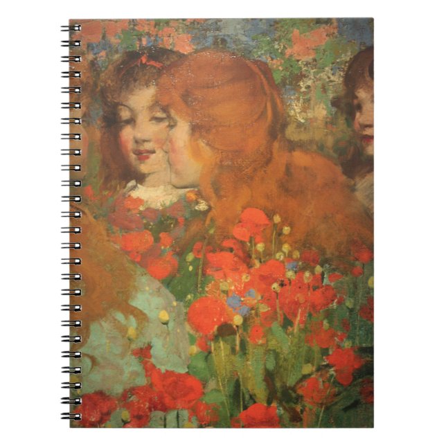 Caderno Espiral Meninas com Papoulas Vermelhas (por George Henry) (Frente)