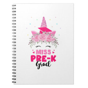 Caderno Espiral Meninas de graduação pré-escolar do Unicorn Miss P