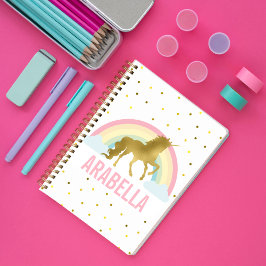 Caderno Espiral Meninas Douradas do Unicorn
