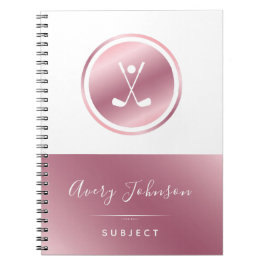 Caderno Espiral Meninas Elegantes Golf Golfer Rosa Dourado Persona