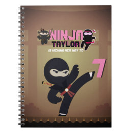 Caderno Espiral Meninas NINJA Bicking it Karate Warrior Pink Black