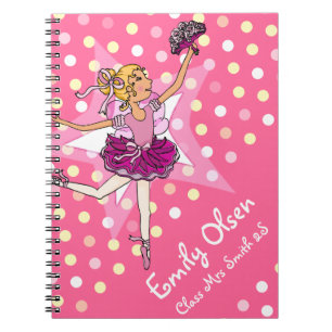Caderno Espiral Meninas nomeadas bailarina rosa