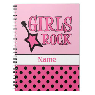 Caderno Espiral Meninas personalizadas do Rock School Girly Pink B