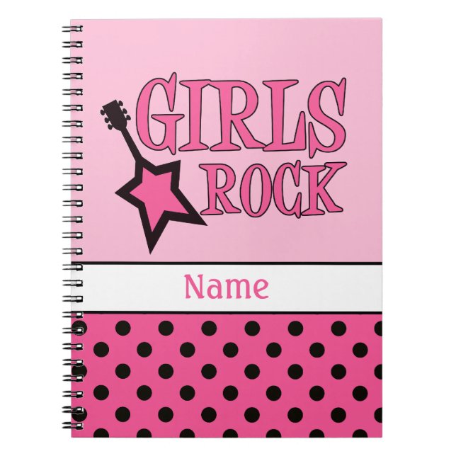 Caderno Espiral Meninas personalizadas do Rock School Girly Pink B (Frente)
