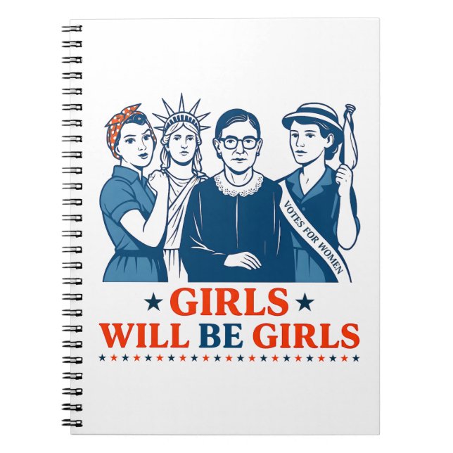 Caderno Espiral Meninas Serão Meninas Feministas Patrióticas 4 de  (Frente)
