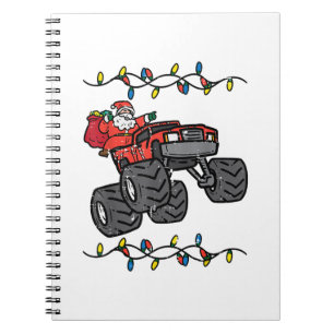 Caderno Espiral Meninos de Caminhão Monstro do Papai Noel de Natal