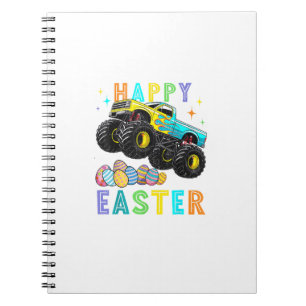 Caderno Espiral Meninos Feliz Páscoa Caminhão Monstro Ovos da Pásc