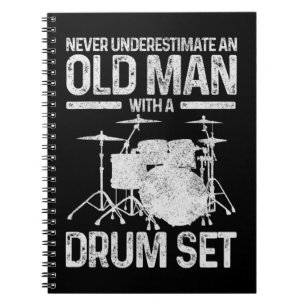Caderno Espiral Mens Drummer Presente Nunca Subestime Um Velho W