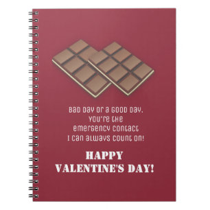 Caderno Espiral Mensagem de Dia de os namorados de Chocolate Engra