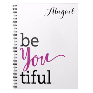 Caderno Espiral mensagem inspirada beYOUtiful personalizada