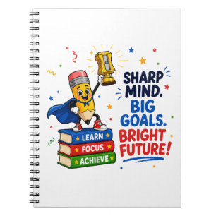 Caderno Espiral Mente Afiada Grandes Metas Futuro Brilhante Gradua