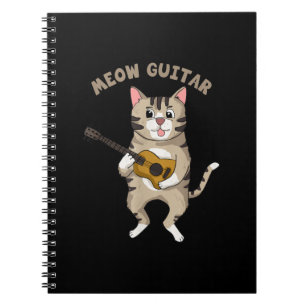 Caderno Espiral Meow Guitar Cute Cat Tocando Violão Gatinhos Engra