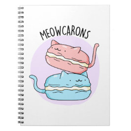 Caderno Espiral Meowcarons Macaron Pun divertido