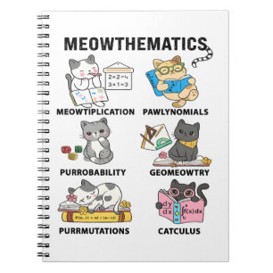 Caderno Espiral Meowtemática Piadas Matemáticas de Gatos para Aman