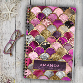 Caderno Espiral Mereia-de-ouro rosa-branca-branca escamoteia esboç