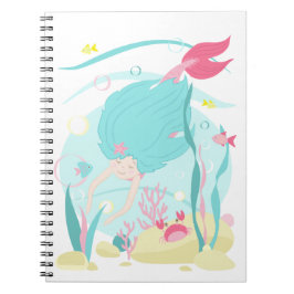 Caderno Espiral Mergulhamento De Sereia Cuta Sob O Mar