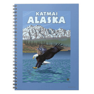 Caderno Espiral Mergulho da águia americana - Katmai, Alaska