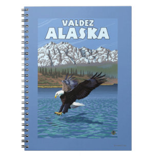 Caderno Espiral Mergulho da águia americana - Valdez, Alaska