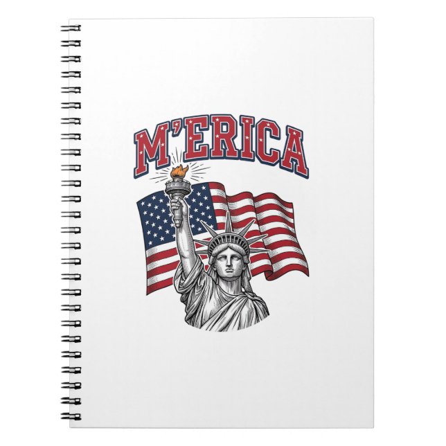 Caderno Espiral MERICA Antigo Liberdade Patriótico (Frente)