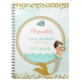 Caderno Espiral Mermaid Baby Girl Peach Mint Coral Aqua Dourada