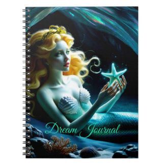 Caderno Espiral Mermaid With Starfish in Cave Dream Journal