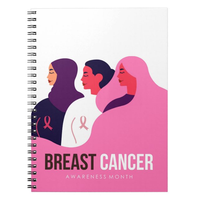 Caderno Espiral Mês de consciência do câncer de mama (Frente)