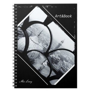 Caderno Espiral Mesquita Jama Masjid, Deli, Índia em BW (Notebook)