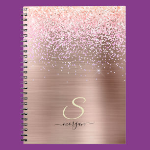 Caderno Espiral Metal Dourado rosa, Largura, Nome do Script e Inic