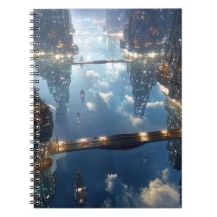 Caderno Espiral Metrópole Flutuante no Céu