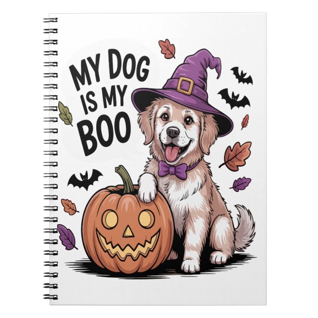 Caderno Espiral Meu cachorro é meu Boo Halloween (Frente)