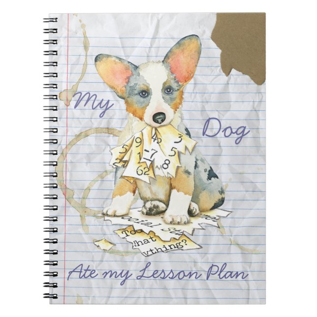 Caderno Espiral Meu Cardigan Welsh Corgi Comeu meu Plano de Lição (Frente)